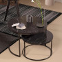 Набір журнальних столиків Solme Homepaketo 2 в 1 Marble Black, круглі кавові столики 75 см і 60 см із мармуровою стільницею