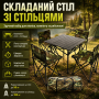 Складной стол для пикника 53х53х50см + 4 стула, Камуфляж / Стол и стулья для пикника / Туристический столик раскладной