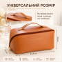 Дорожня косметичка-органайзер AND XL-1010 коричнева жіноча із 7 відділеннями, екошкіра, блискавка та ручка для перенесення