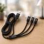Кабель 3 в 1 для зарядки USB с разъемами Type-C, Lightning и Micro USB / Кабель быстрая зарядка до 6A 26X-202