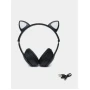 Бездротові навушники з котячими вушками та RGB-підсвіткою FM-радіо, micro SD Cat MZ-023 Чорні