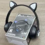 Бездротові навушники з котячими вушками та RGB-підсвіткою FM-радіо, micro SD Cat MZ-023 Чорні