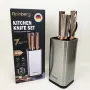 Кухонний набір ножів Rainberg RB-2325 Сірий з ножицями та металевою вертикальною підставкою