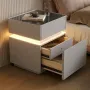 Тумба з екошкіри XXF02 з LED-підсвіткою, сейфом, бездротова зарядка, Bluetooth-аудіо Біла 40х40х51