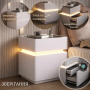 Тумба з екошкіри XXF02 з LED-підсвіткою, сейфом, бездротова зарядка, Bluetooth-аудіо Біла 40х40х51