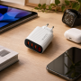 Зарядний пристрій 220В 3,0А 12Вт 5В USBx3 QC3.0 Quick Charger LCD 36-2S