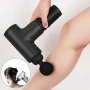 Портативний масажер для тіла та 4 насадки, від USB, Fascial Gun KH-320, Чорний/Річний м'язовий вібромасажер