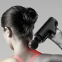 Портативний масажер для тіла та 4 насадки, від USB, Fascial Gun KH-320, Чорний/Річний м'язовий вібромасажер