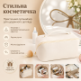 Біла жіноча косметичка AND XL-1010 для подорожей, місткий органайзер з екошкіри на блискавці із 7 відділеннями