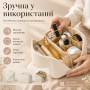 Біла жіноча косметичка AND XL-1010 для подорожей, місткий органайзер з екошкіри на блискавці із 7 відділеннями