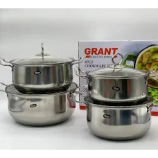 УЦЕНКА! Набор кастрюль из высокопрочной нержавеющей стали GRANT GR3558 (Плохая упаковка 3233)