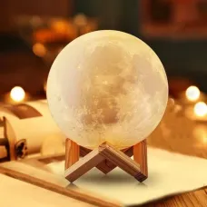 УЦЕНКА! Светильник-ночник 3D слой Луна Moon Lamp на деревянной подставке 15 см (Плохая упаковка 2792)