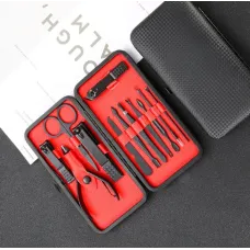 Манікюрний набір з 12 предметів у чохлі Червоний Набір інструментів для манікюру та педикюру