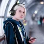 УЦІНКА! Бездротові дитячі Bluetooth навушники з вушками та підсвіткою Cat-23M Чорний (Плохе паковання 3197)