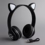 УЦІНКА! Бездротові дитячі Bluetooth навушники з вушками та підсвіткою Cat-23M Чорний (Плохе паковання 3197)