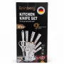 Набір ножів Rainberg RB-2323 для домашньої кухні, підставка та аксесуари, 9 предметів, сірий колір