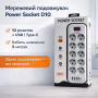 Мережевий подовжувач Power Socket D10 на 10 розеток з вимикачем, 4 USB і Type-C (PD), кабель 5 м, 2500 Вт, LED-індикатор