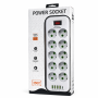 Мережевий подовжувач Power Socket D10 на 10 розеток з вимикачем, 4 USB і Type-C (PD), кабель 5 м, 2500 Вт, LED-індикатор