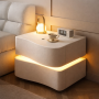 Приліжкова тумба з екошкіри з LED-підсвіткою та двома висувними шухлядами (світла)