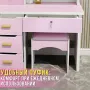 Туалетний стіл ік з LED-дзеркалом у формі серця, пуфиком і шухлядами STL-MD 89