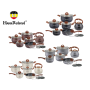 Набір посуду Haus Roland HR120-1 (14 предметів) з нержавіючої сталі: каструлі 2,6/3,6/6,1 л; ківш 1,9 л; сковорідка 2,9 л; чайник