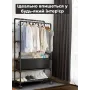 Стійка для одягу та полицею для взуття телескопічна на колесах Чорний