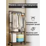 Стійка для одягу та полицею для взуття телескопічна на колесах Чорний