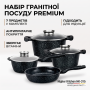 Набір каструль і сковорода Higher Kitchen HK-315 з гранітним антипригарним покриттям (7 предметів) зелений