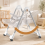 Стільчик для годування BabyChair з регульованою спинкою та столиком, шезлонг, колеса, складаний X-715 / Стільчик-шезлонг для годув