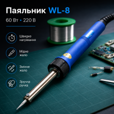 Электрический паяльник 60 Вт WL-8, от сети, Синий / Электропальщик / Паяльник для микросхем / Паяльник с медным жалом