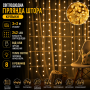 Світлодіодна гірлянда-штора «Кульки» 3×3 м 242 LED з 8 режимами світіння, тепле світло, живлення USB 5V