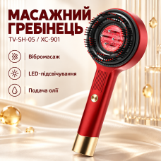 Масажний гребінець для шкіри голови з LED-підсвічуванням та подачею олії TV-SH-05/XC-901 Червоний