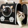 Рюкзак-переноска S-cat1 для котів 36×24×40 см чорний • Рюкзак для котів S-cat1 з прозорим вікном і вентиляцією 36×24×40 см