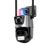 Вулична охоронна поворотна WIFI камера Dual Lens Zoom 8MP сирена, зум, iCSee віддаленим доступом онлайн