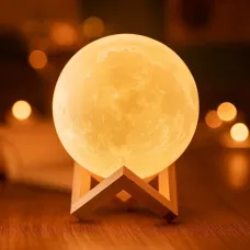 УЦЕНКА! Светильник-ночник 3D слой Луна Moon Lamp на деревянной подставке 15 см (Плохая упаковка 3391)