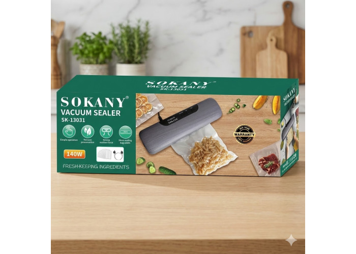 Вакуумный упаковщик продуктов Sokany SK-13031, 130 Вт / Мощный вакууматор / Вакумный упаковщик