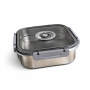 Контейнер харчовий із неіржавкої сталі з герметичною кришкою 1800 мл 20687-14, сірий, квадратний