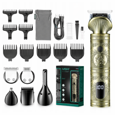 Акумуляторна машинка для стриження 6в1 з USB, VGR V-106/Набір для стриження волосся й бороди/Viummer