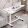 Надіваний столик для ноутбука DASH-64200 на колесах із бічною полицею, регульована висота 60-95 см, стільниця 60×40 см, білий