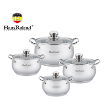 Набір каструль Haus Roland HR115-1, 4 шт. з неіржавкої сталі 2,1/2,9/3,9/6,3 л. Сріблястий (HR115-1)