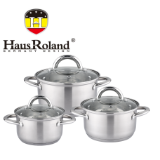 Набір каструль Haus Roland HR151-6, 3 шт. з неіржавкої сталі 2,7/3,6/4,7 л. Сріблястий (HR151-6)