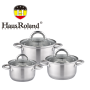 Набір каструль Haus Roland HR151-6, 3 шт. з неіржавкої сталі 2,7/3,6/4,7 л. Сріблястий (HR151-6)