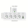 Сетевой фильтр-разветвитель 2500W, 4х220V, 2хUSB, 1хType-C, 8625UL, Белый / Настенный тройник с подсветкой