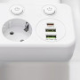 Сетевой фильтр-разветвитель 2500W, 4х220V, 2хUSB, 1хType-C, 8625UL, Белый / Настенный тройник с подсветкой