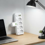 Сетевой фильтр-разветвитель 2500W, 4х220V, 2хUSB, 1хType-C, 8625UL, Белый / Настенный тройник с подсветкой