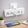 Сетевой фильтр-разветвитель 2500W, 4х220V, 2хUSB, 1хType-C, 8625UL, Белый / Настенный тройник с подсветкой