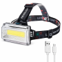 Фонарь налобный RN814, USB-зарядка / Аккумуляторный фонарик на голову с регулируемым углом наклона