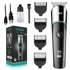 Акумуляторна машинка для стриження VGR V-291 з дисплеєм і 4 насадками/тример для бороди