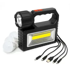 УЦІНКА! Сонячна зарядна станція OK-718S-A з LED+COB ліхтарем 10 Вт, PowerBank, сонячна панель (Плохе паковання, тріщина 3466)