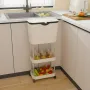 Кухонний візок з урною для сміття 78,5х29х20см/Різовий стелаж на колесах/ Етажерка для кухні